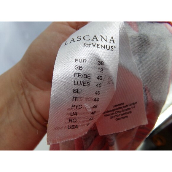 Lascana Venus Red tropical Floral Dress Midi Short Sleeve Day Dress Womens Small - Picture 7 of 13